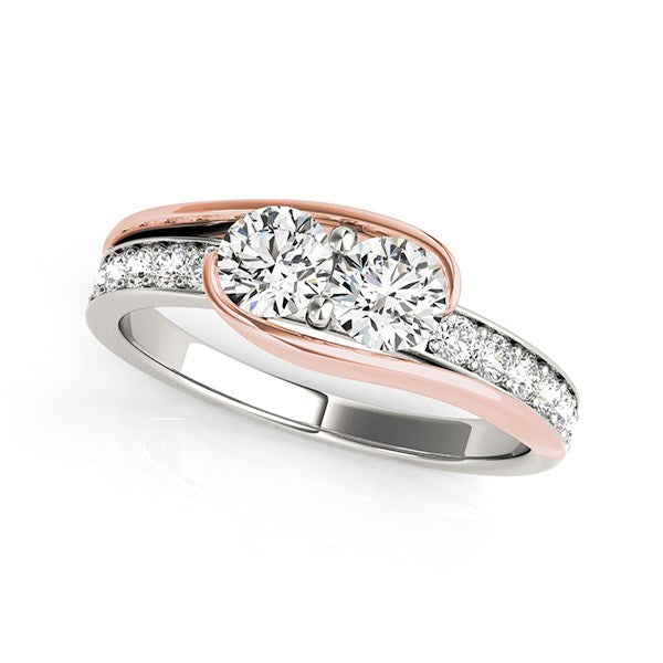 Two Stone Diamond Ring in 14k White And Rose Gold (3/4 cttw) RCJ Rings CELESTIA LUXE JEWELLERS