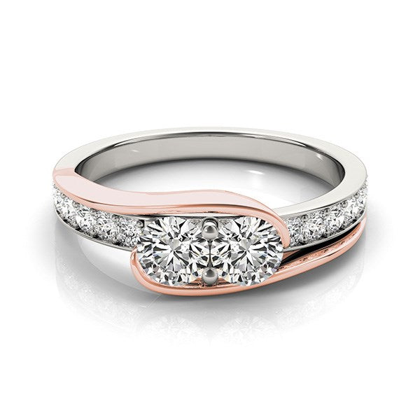 Two Stone Diamond Ring in 14k White And Rose Gold (3/4 cttw) RCJ Rings CELESTIA LUXE JEWELLERS