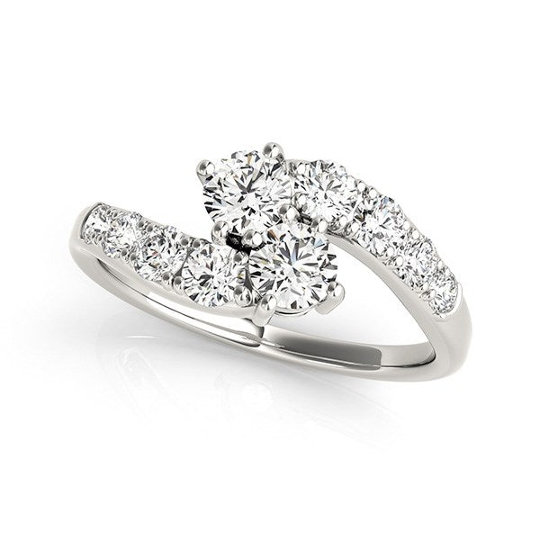 14k White Gold Two Stone Overlap Design Diamond Ring (1 cttw) RCJ Rings CELESTIA LUXE JEWELLERS