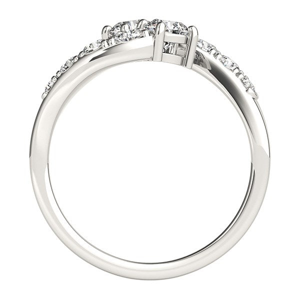 14k White Gold Two Stone Overlap Design Diamond Ring (1 cttw) RCJ Rings CELESTIA LUXE JEWELLERS