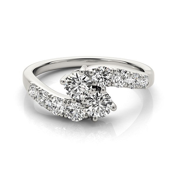 14k White Gold Two Stone Overlap Design Diamond Ring (1 cttw) RCJ Rings CELESTIA LUXE JEWELLERS