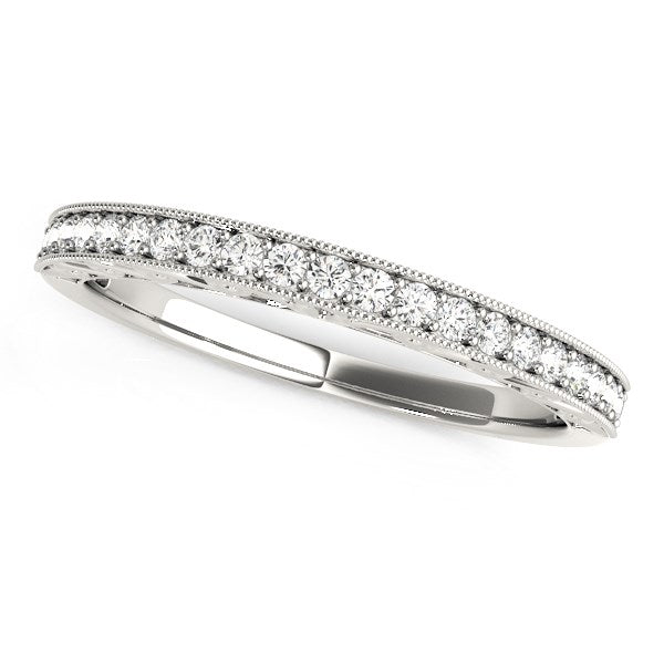 14k White Gold Milgrain Bordered Round Diamond Wedding Band (1/6 cttw) RCJ Rings CELESTIA LUXE JEWELLERS