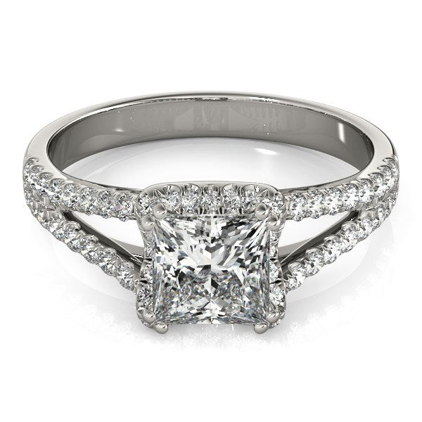 14k White Gold Princes Cut Halo Split Shank Diamond Engagement Ring (2 cttw) RCJ Rings CELESTIA LUXE JEWELLERS