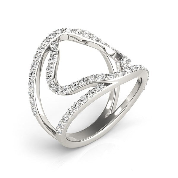14k White Gold Diamond Flower Style Dual Band Ring (5/8 cttw) RCJ Rings CELESTIA LUXE JEWELLERS