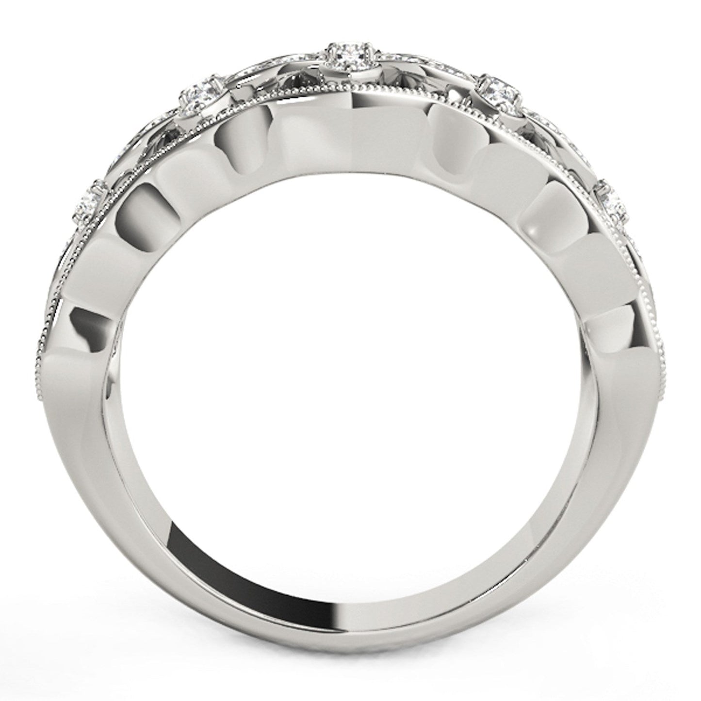 Diamond Studded Four Leaf Clover Motif Ring in 14k White Gold (1/4 cttw) RCJ Rings CELESTIA LUXE JEWELLERS