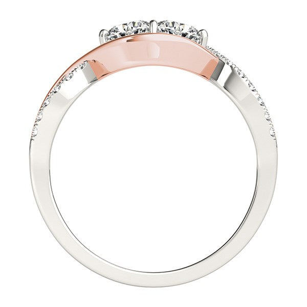 14k White And Rose Gold Infinity Style Two Stone Diamond Ring (5/8 cttw) RCJ Rings CELESTIA LUXE JEWELLERS