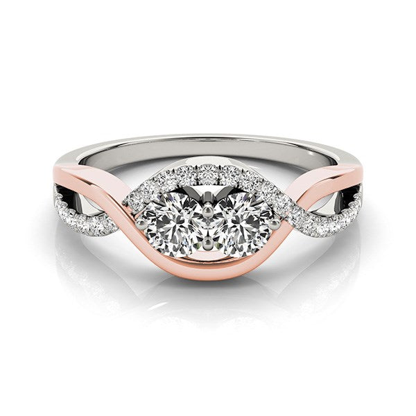14k White And Rose Gold Infinity Style Two Stone Diamond Ring (5/8 cttw) RCJ Rings CELESTIA LUXE JEWELLERS