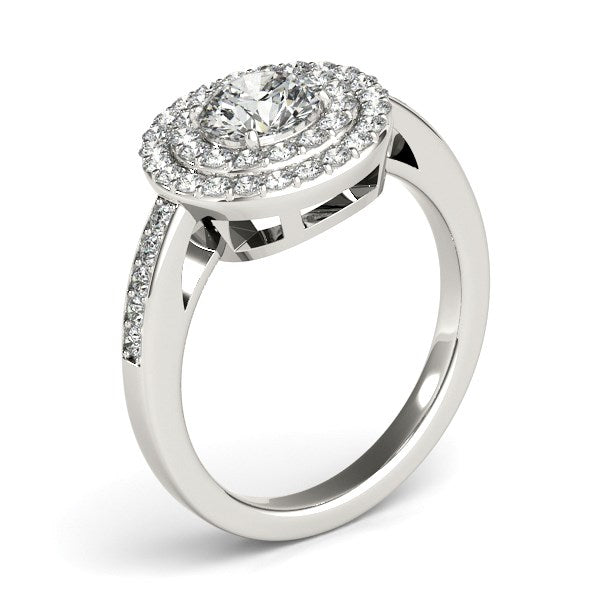 14k White Gold Round with Two-Row Halo Diamond Engagement Ring (1 1/2 cttw) RCJ Rings CELESTIA LUXE JEWELLERS