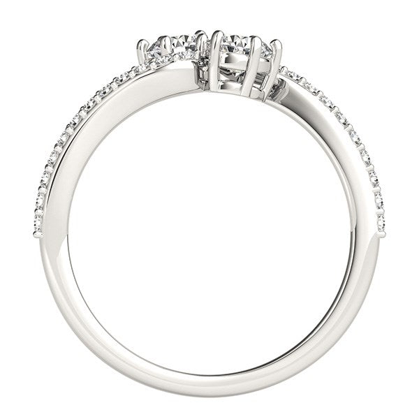 Curved Band Two Stone Diamond Ring in 14k White Gold (3/4 cttw) RCJ Rings CELESTIA LUXE JEWELLERS