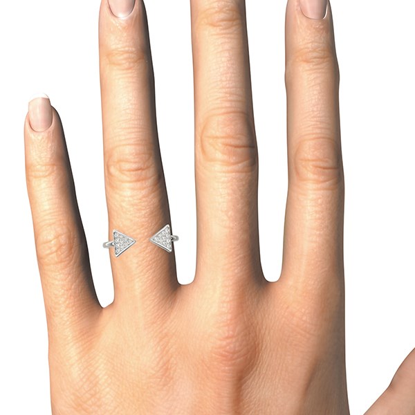 14k White Gold Diamond Arrowhead Open Ring (1/5 cttw) RCJ Rings CELESTIA LUXE JEWELLERS