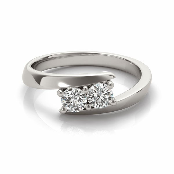 14k White Gold Round Two Stone Common Prong Diamond Ring (1/2 cttw) RCJ Rings CELESTIA LUXE JEWELLERS