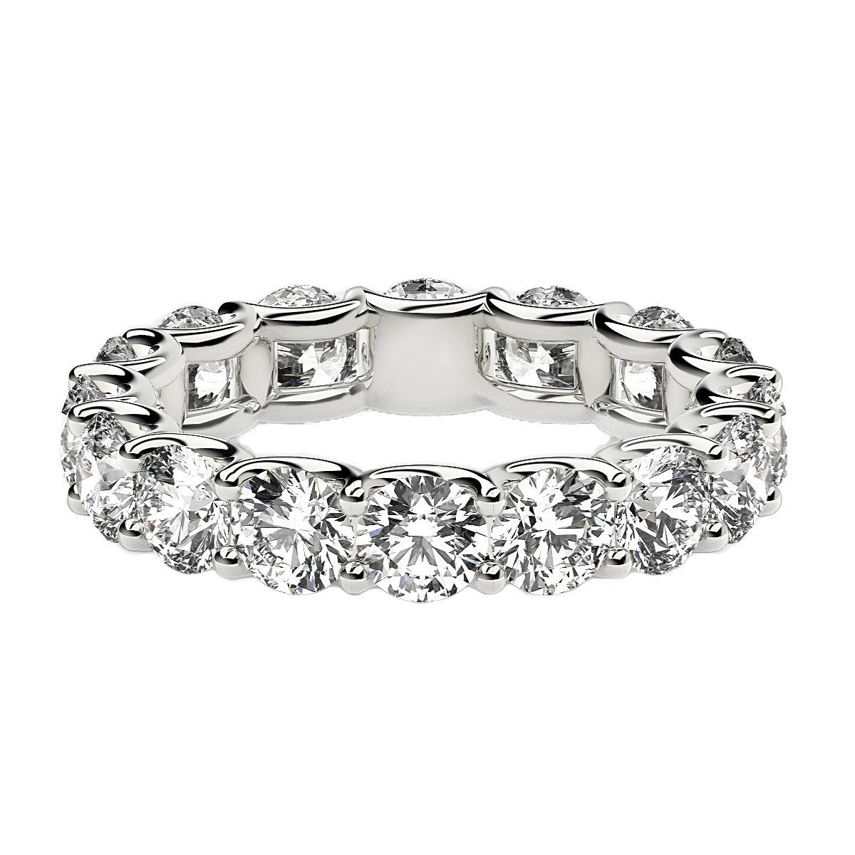 Round Cut Lab Grown Diamond Eternity Ring in 14k White Gold (4 cttw FG/VS2) RCJ Rings CELESTIA LUXE JEWELLERS