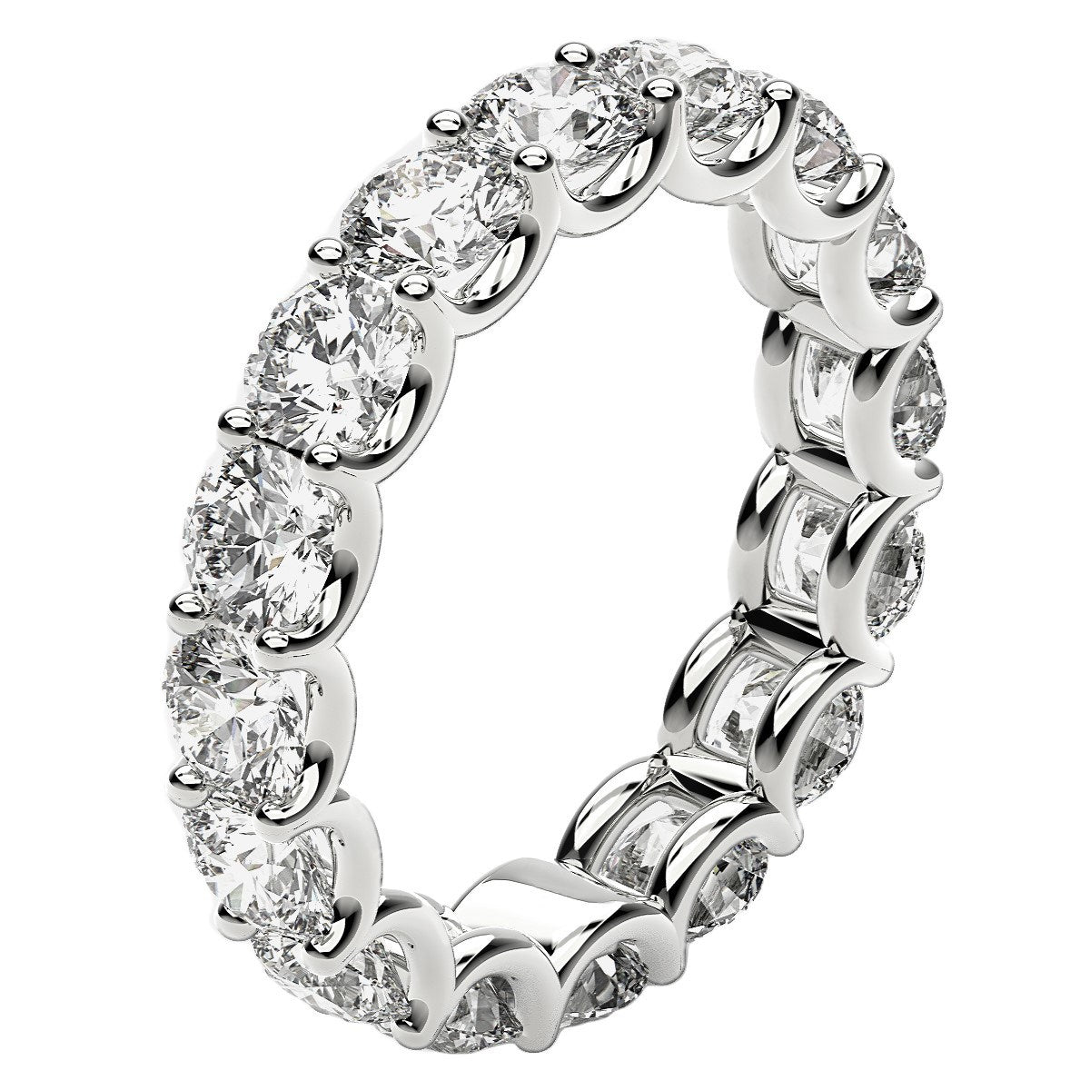 Round Cut Lab Grown Diamond Eternity Ring in 14k White Gold (4 cttw FG/VS2) RCJ Rings CELESTIA LUXE JEWELLERS