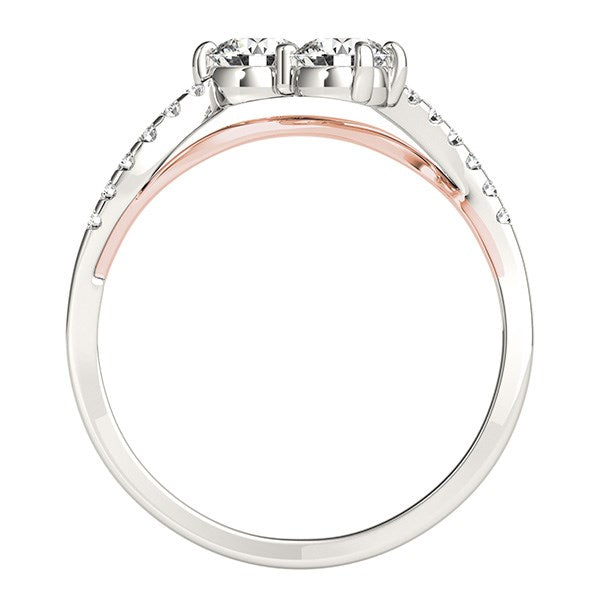 Two Stone Diamond Ring with Curved Band in 14k White And Rose Gold (5/8 cttw) RCJ Rings CELESTIA LUXE JEWELLERS