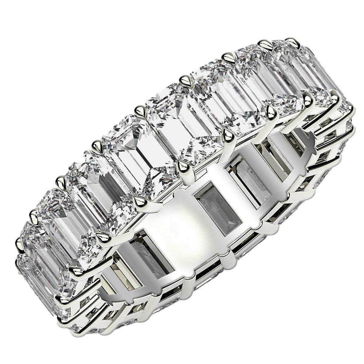 Emerald Cut Lab Grown Diamond Eternity Ring in 14k White Gold (7 cttw FG/VS2) RCJ Rings CELESTIA LUXE JEWELLERS