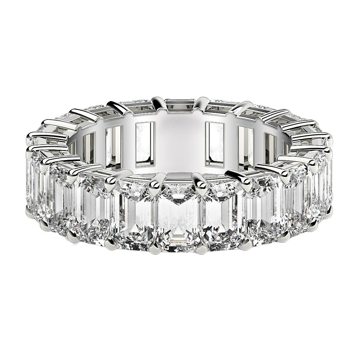 Emerald Cut Lab Grown Diamond Eternity Ring in 14k White Gold (7 cttw FG/VS2) RCJ Rings CELESTIA LUXE JEWELLERS