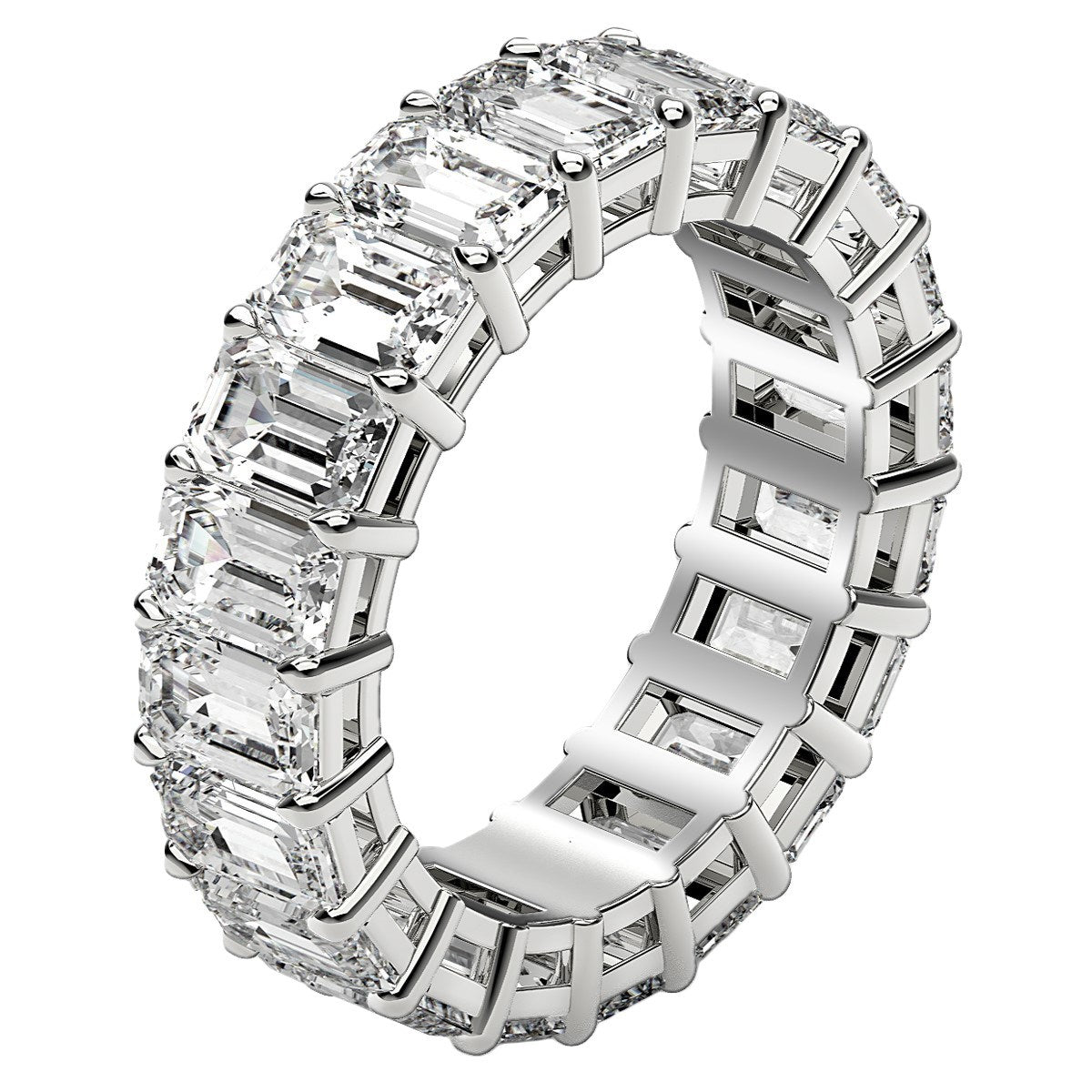 Emerald Cut Lab Grown Diamond Eternity Ring in 14k White Gold (7 cttw FG/VS2) RCJ Rings CELESTIA LUXE JEWELLERS
