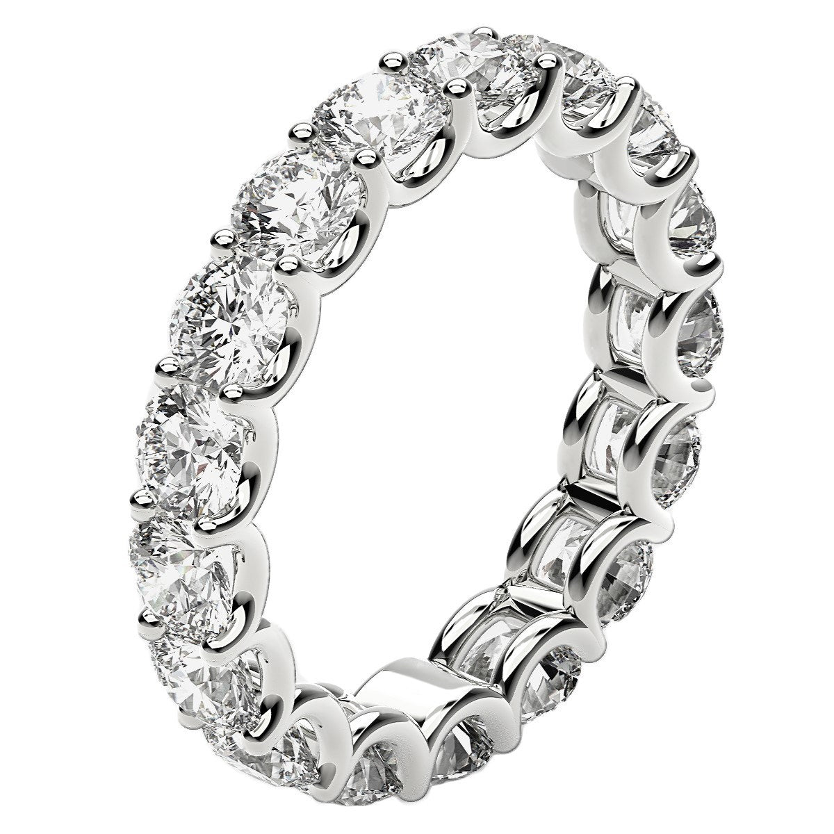 Round Cut Lab Grown Diamond Eternity Ring in 14k White Gold (3 cttw FG/VS2) RCJ Rings CELESTIA LUXE JEWELLERS