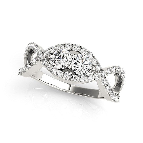 14k White Gold Split Shank Infinity Two Stone Round Diamond Ring (1/2 cttw) RCJ Rings CELESTIA LUXE JEWELLERS