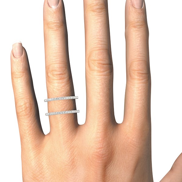 14k White Gold Dual Band Design Ring with Diamonds (1/3 cttw) RCJ Rings CELESTIA LUXE JEWELLERS