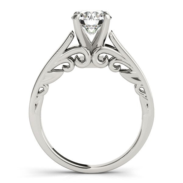 14k White Gold Antique Style Solitaire Round Diamond Engagement Ring (1 cttw) RCJ Rings CELESTIA LUXE JEWELLERS