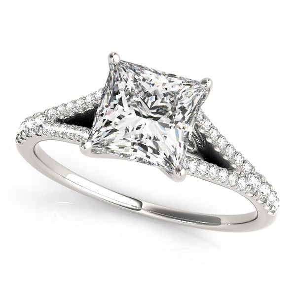 14k White Gold Princess Cut Split Shank Diamond Engagement Ring (1 1/8 cttw) RCJ Rings CELESTIA LUXE JEWELLERS