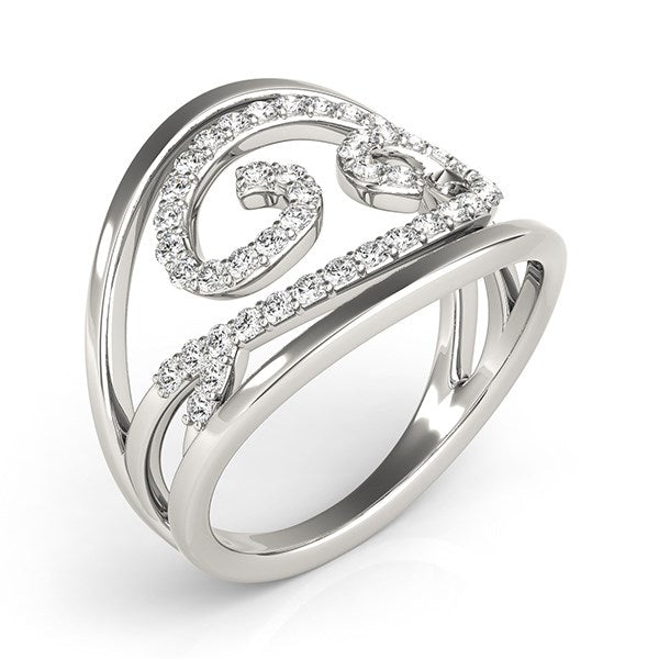 Swirl Design Diamond Ring in 14k White Gold (1/2 cttw) RCJ Rings CELESTIA LUXE JEWELLERS