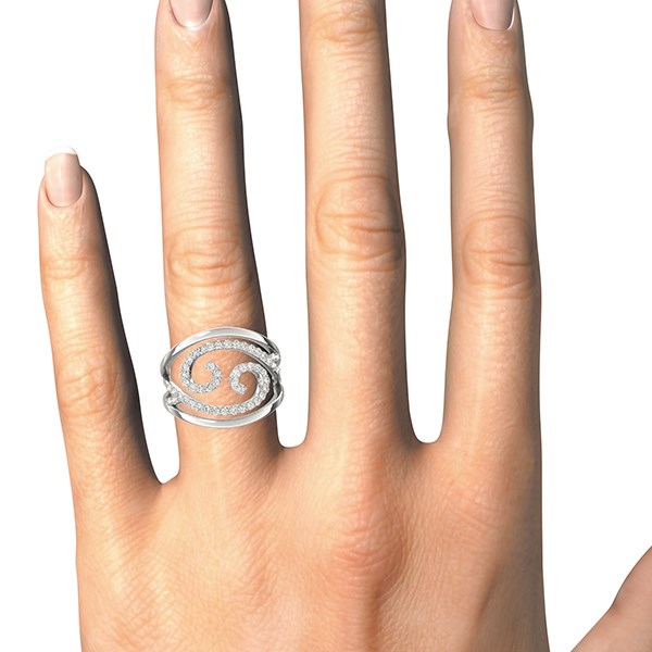 Swirl Design Diamond Ring in 14k White Gold (1/2 cttw) RCJ Rings CELESTIA LUXE JEWELLERS