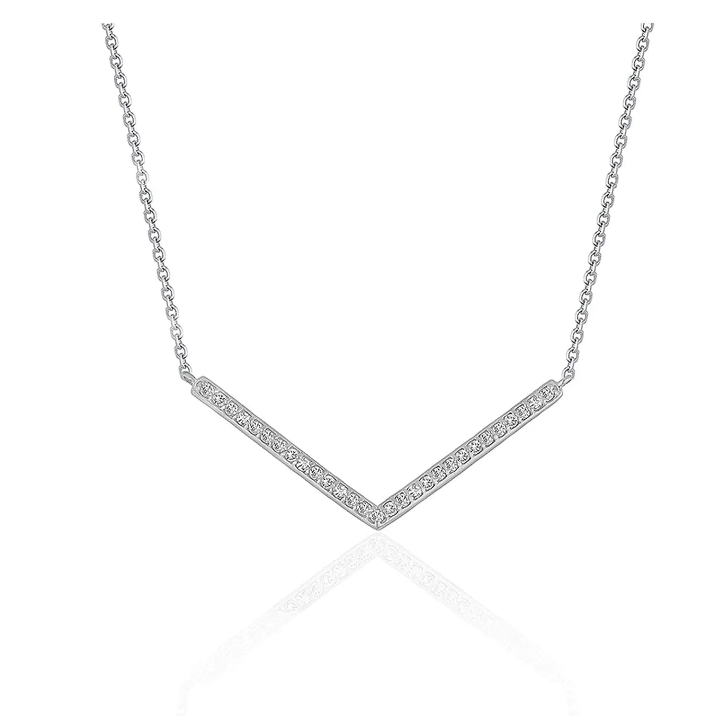 Diamond Chevron Pendant in 14k White Gold (1/3 cttw) RCJ Necklaces CELESTIA LUXE JEWELLERS