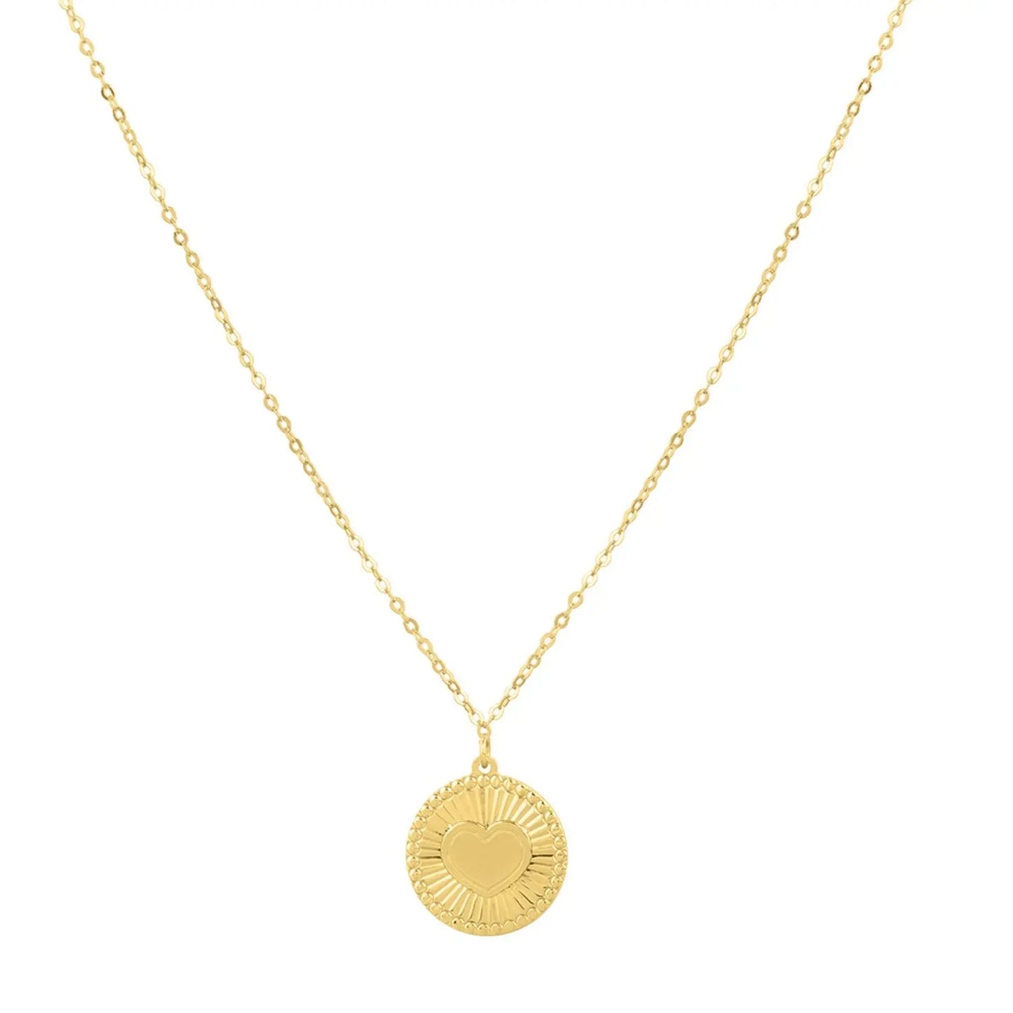 Diamond Cut Heart Disc Necklace in 14K Yellow Gold RCJ Necklaces CELESTIA LUXE JEWELLERS