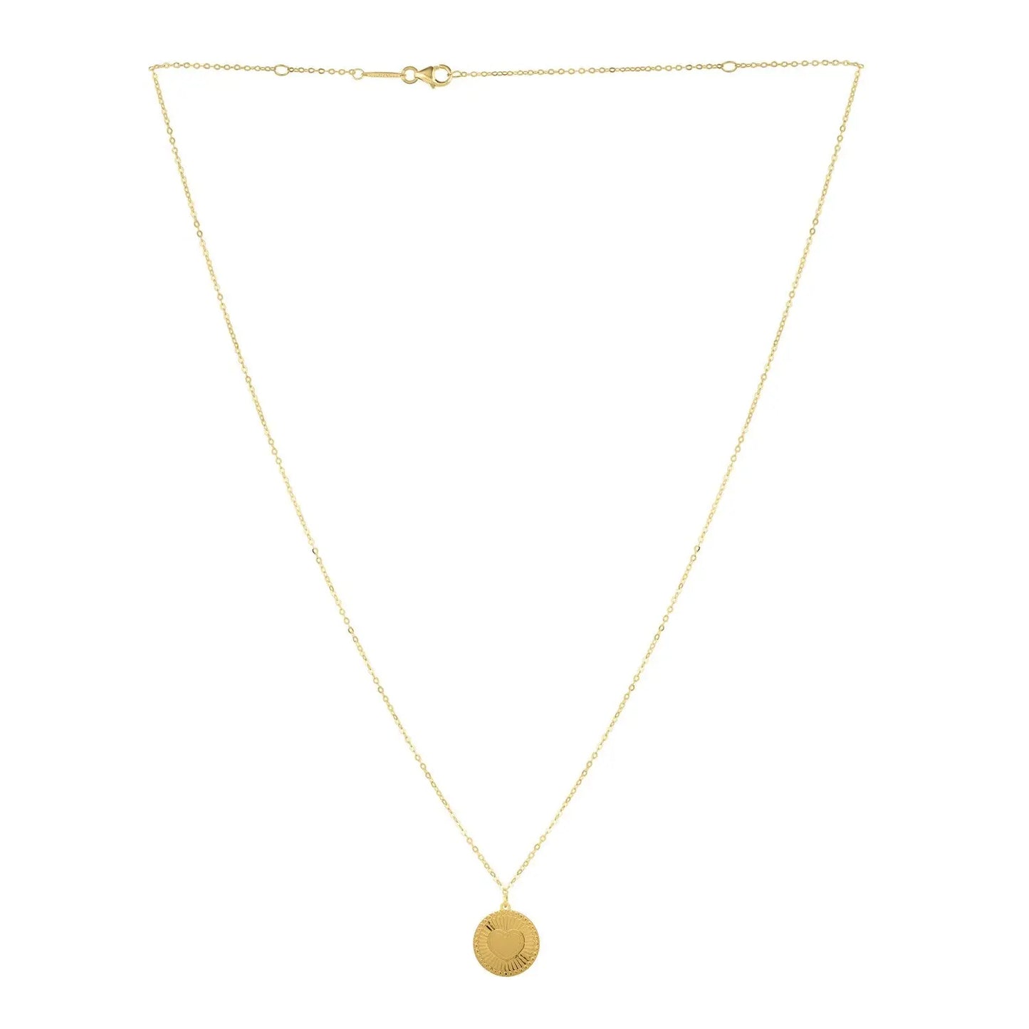 Diamond Cut Heart Disc Necklace in 14K Yellow Gold RCJ Necklaces CELESTIA LUXE JEWELLERS