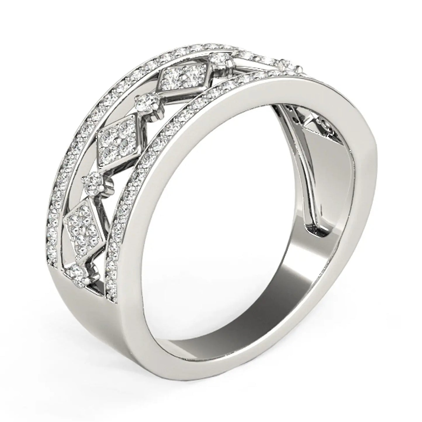 Diamond Studded Square Motif Ring in 14k White Gold (1/2 cttw) RCJ Rings CELESTIA LUXE JEWELLERS