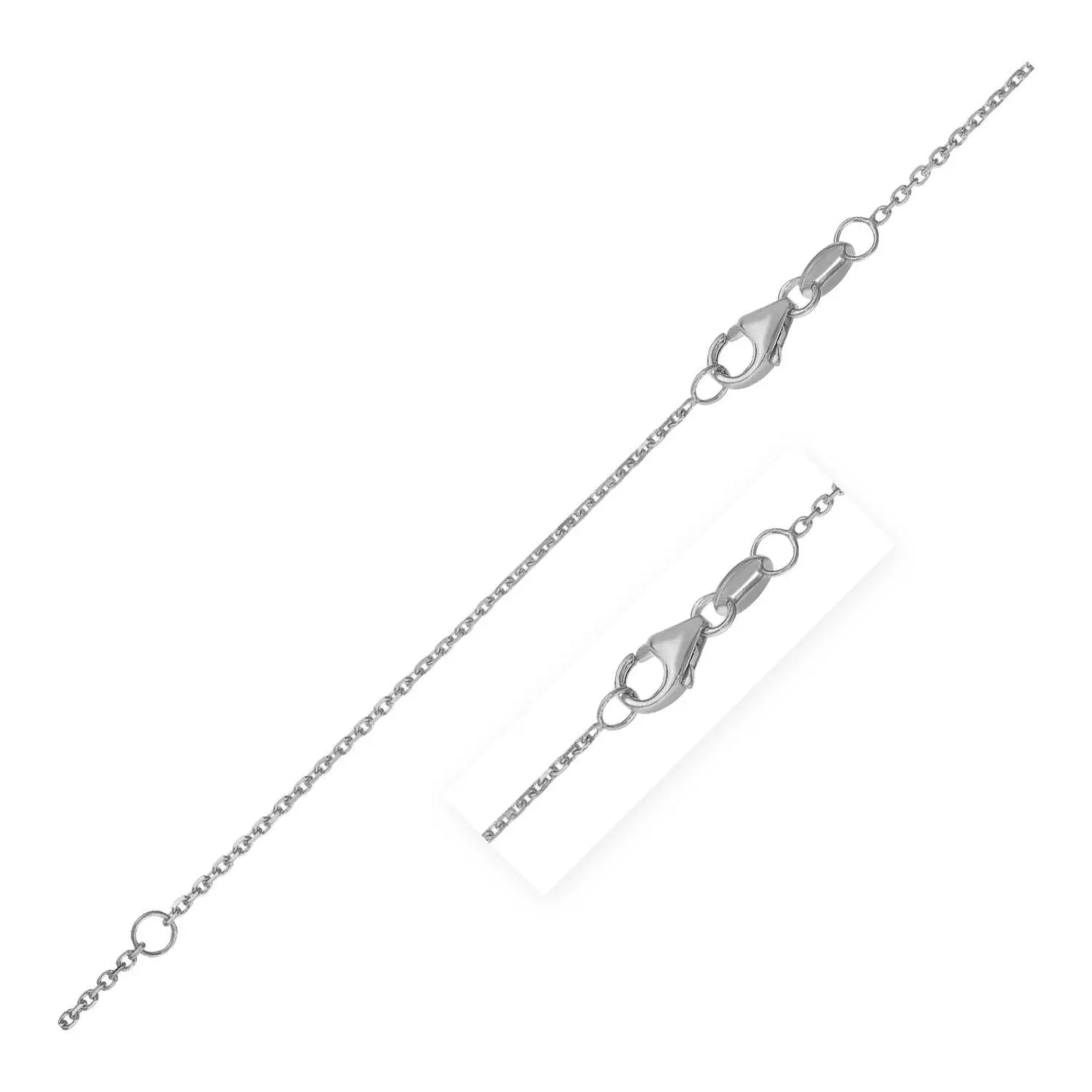 Double Extendable Diamond Cut Cable Chain in White Gold (0.87 mm) RCJ Chains CELESTIA LUXE JEWELLERS