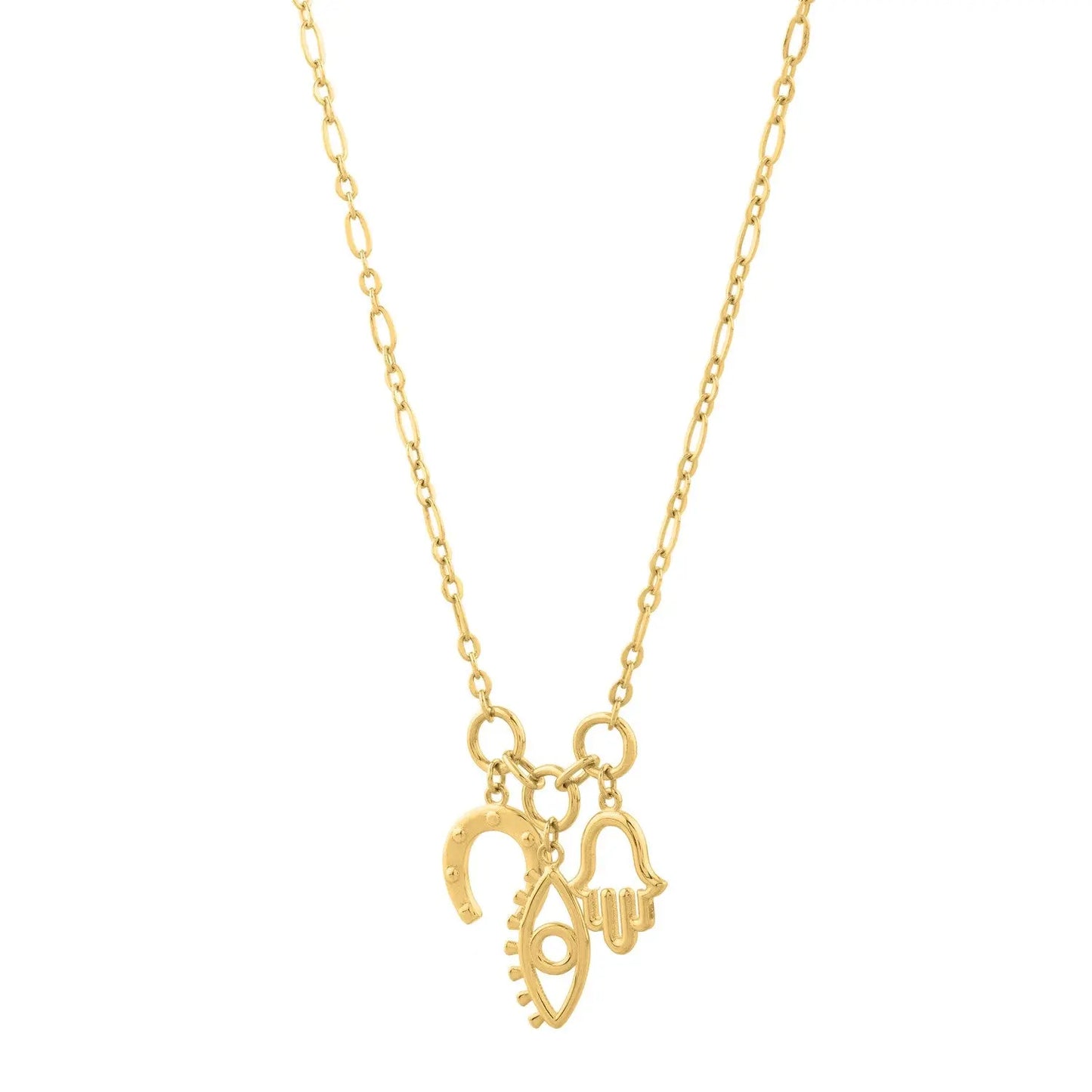 Drop Necklace with Lucky Charms in 14K Yellow Gold RCJ Necklaces CELESTIA LUXE JEWELLERS