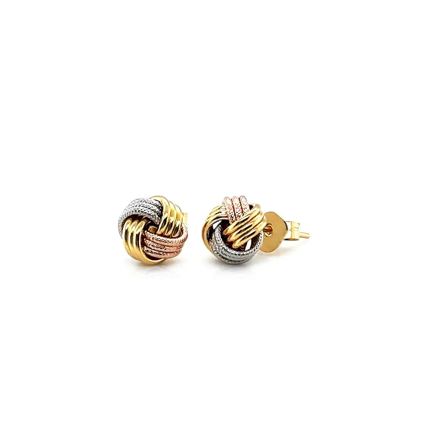 Love Knot Post Earrings in 14k Tri Color Gold RCJ Earrings CELESTIA LUXE JEWELLERS