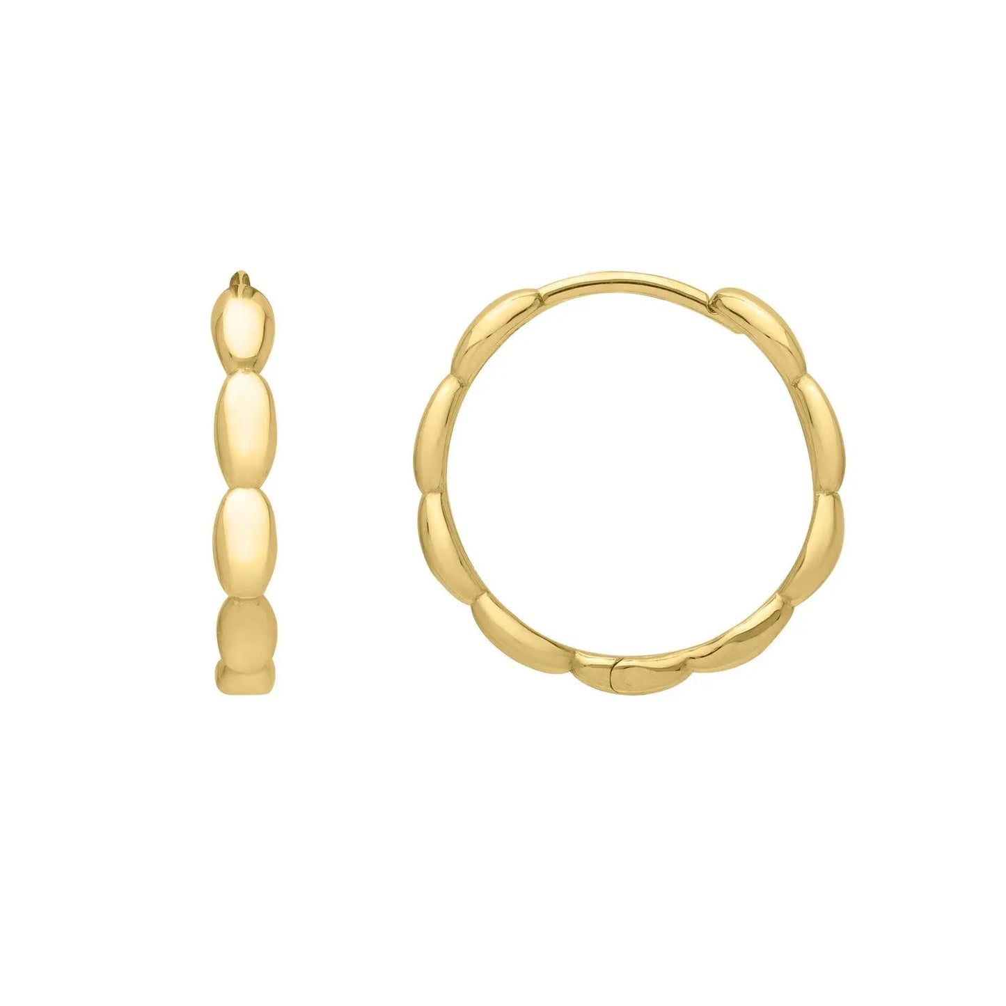 Medium Rice Hoop Earrings in 14K Yellow Gold RCJ Earrings CELESTIA LUXE JEWELLERS