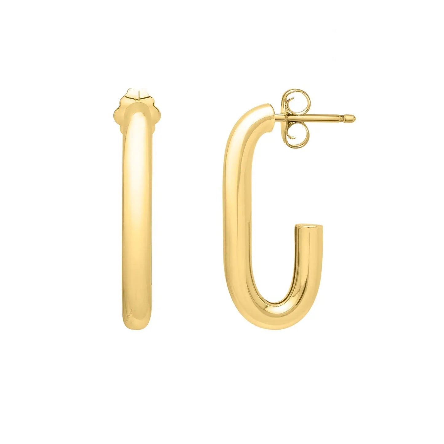 Paperclip Hoop Earrings in 14K Yellow Gold (27mmx12mm) RCJ Earrings CELESTIA LUXE JEWELLERS