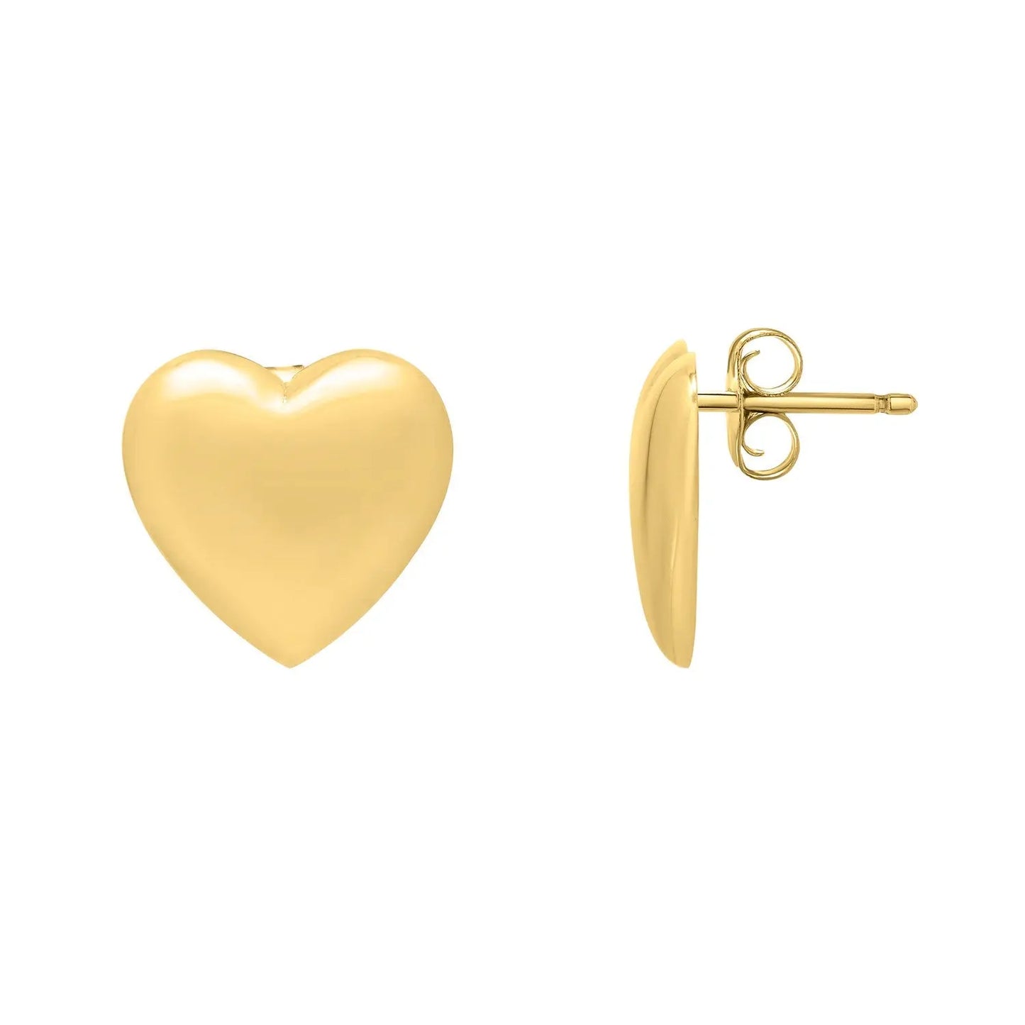 Puffed Up Heart Stud Earrings in 14K Yellow Gold RCJ Earrings CELESTIA LUXE JEWELLERS