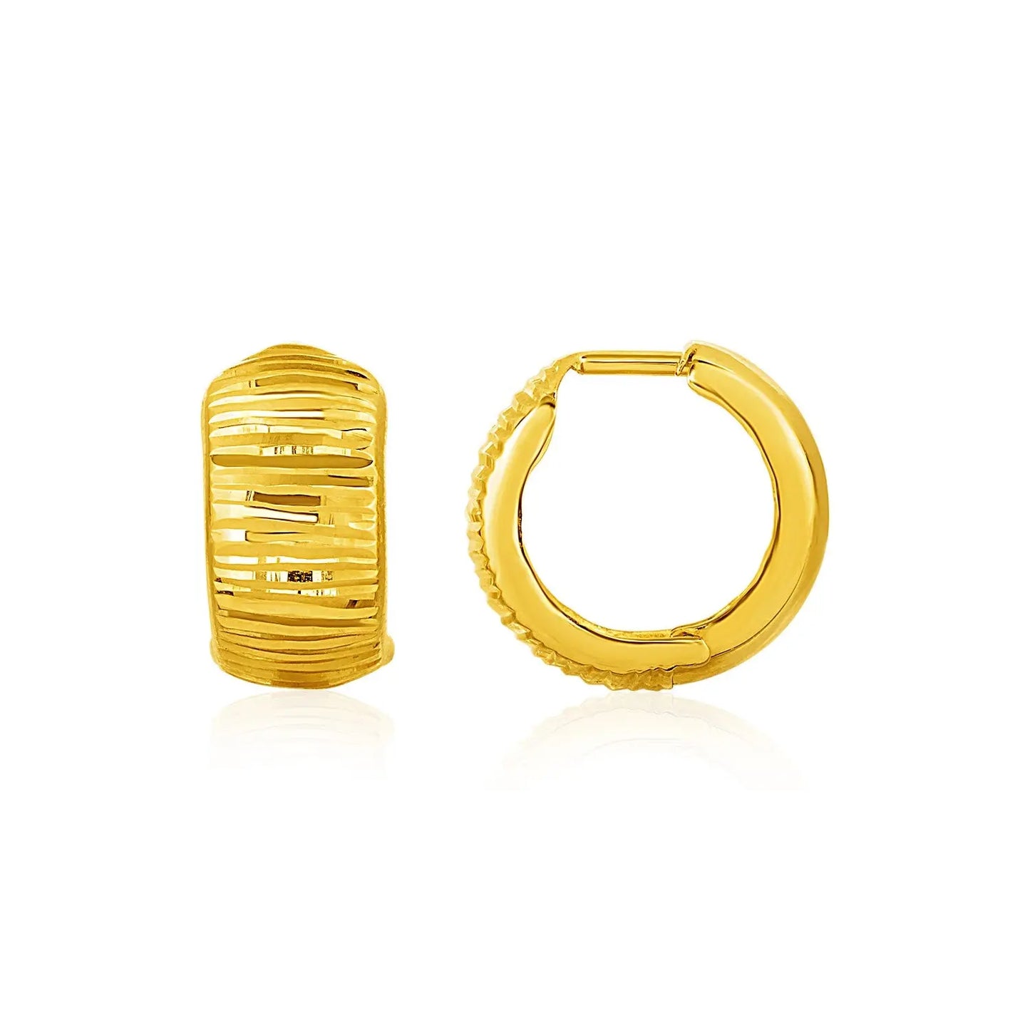 Reversible Textured and Smooth Snuggable Earrings in 10k Yellow Gold RCJ Earrings CELESTIA LUXE JEWELLERS