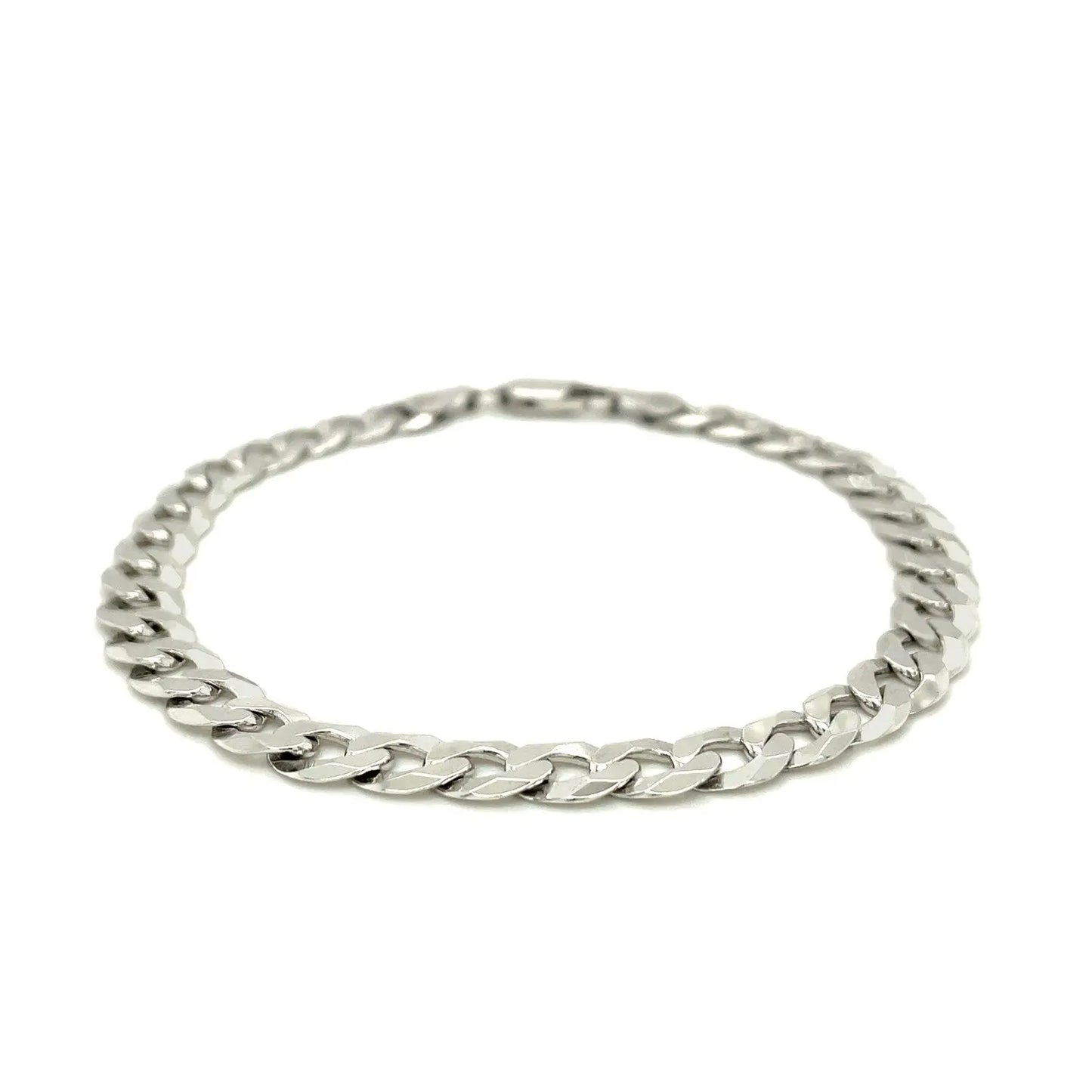 Rhodium Plated Sterling Silver Curb Style Bracelet (7.20 mm) RCJ Bracelets CELESTIA LUXE JEWELLERS