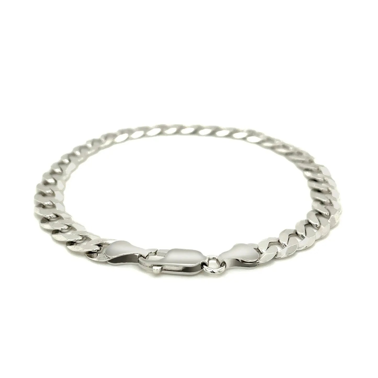 Rhodium Plated Sterling Silver Curb Style Bracelet (7.20 mm) RCJ Bracelets CELESTIA LUXE JEWELLERS
