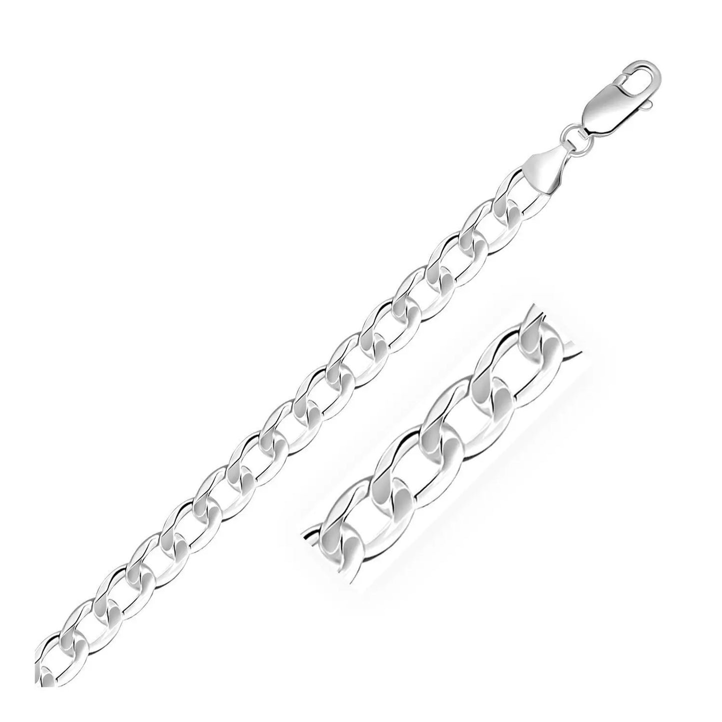 Rhodium Plated Sterling Silver Curb Style Bracelet (7.90 mm) RCJ Bracelets CELESTIA LUXE JEWELLERS