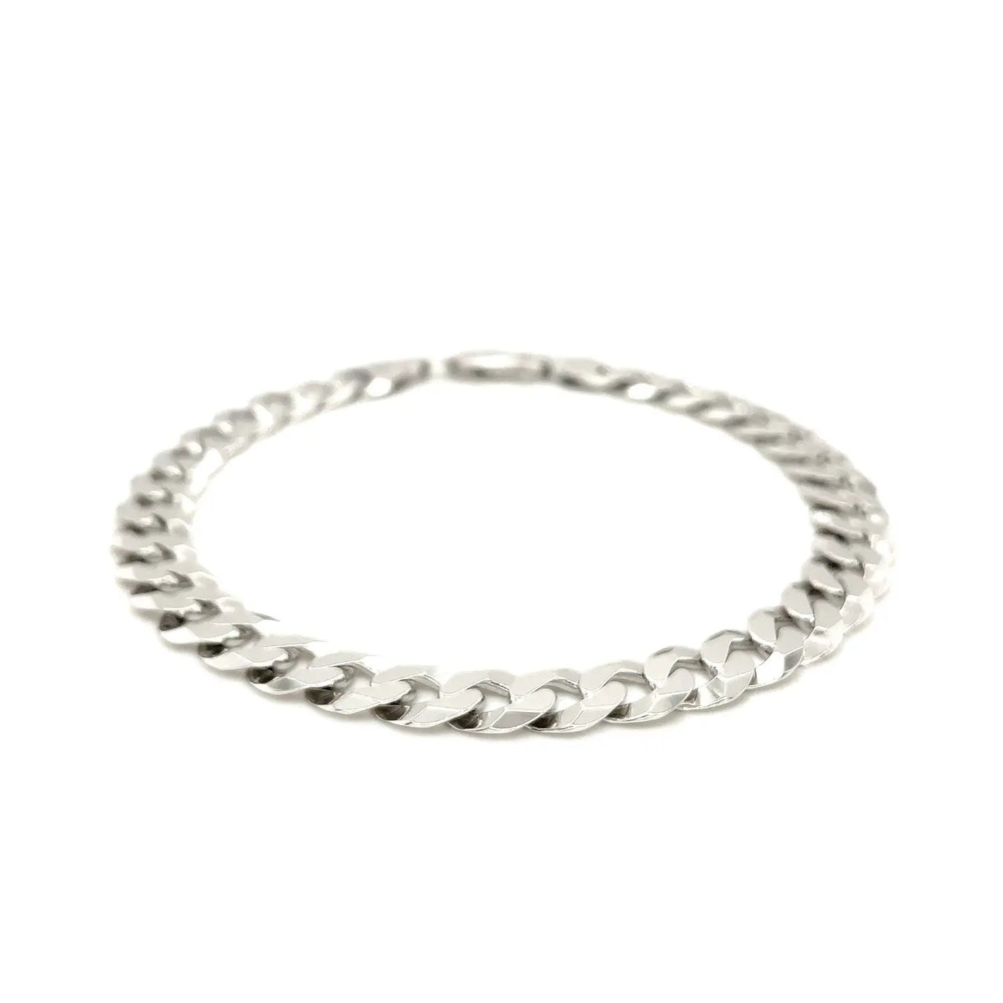 Rhodium Plated Sterling Silver Curb Style Bracelet (7.90 mm) RCJ Bracelets CELESTIA LUXE JEWELLERS