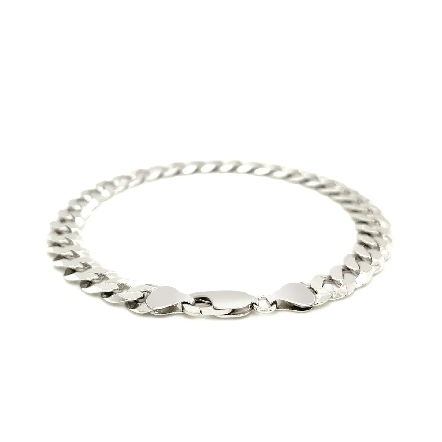Rhodium Plated Sterling Silver Curb Style Bracelet (7.90 mm) RCJ Bracelets CELESTIA LUXE JEWELLERS