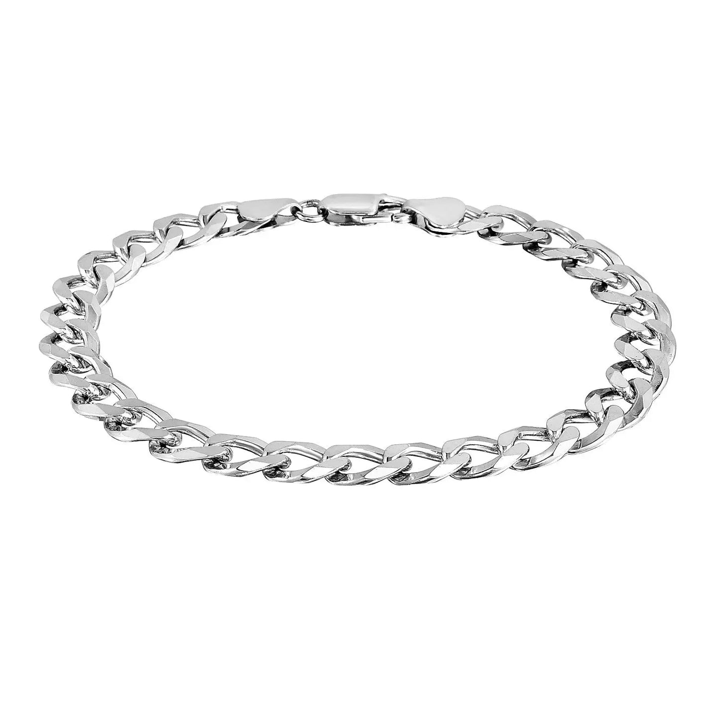 Rhodium Plated Sterling Silver Curb Style Bracelet (8.40 mm) RCJ Bracelets CELESTIA LUXE JEWELLERS