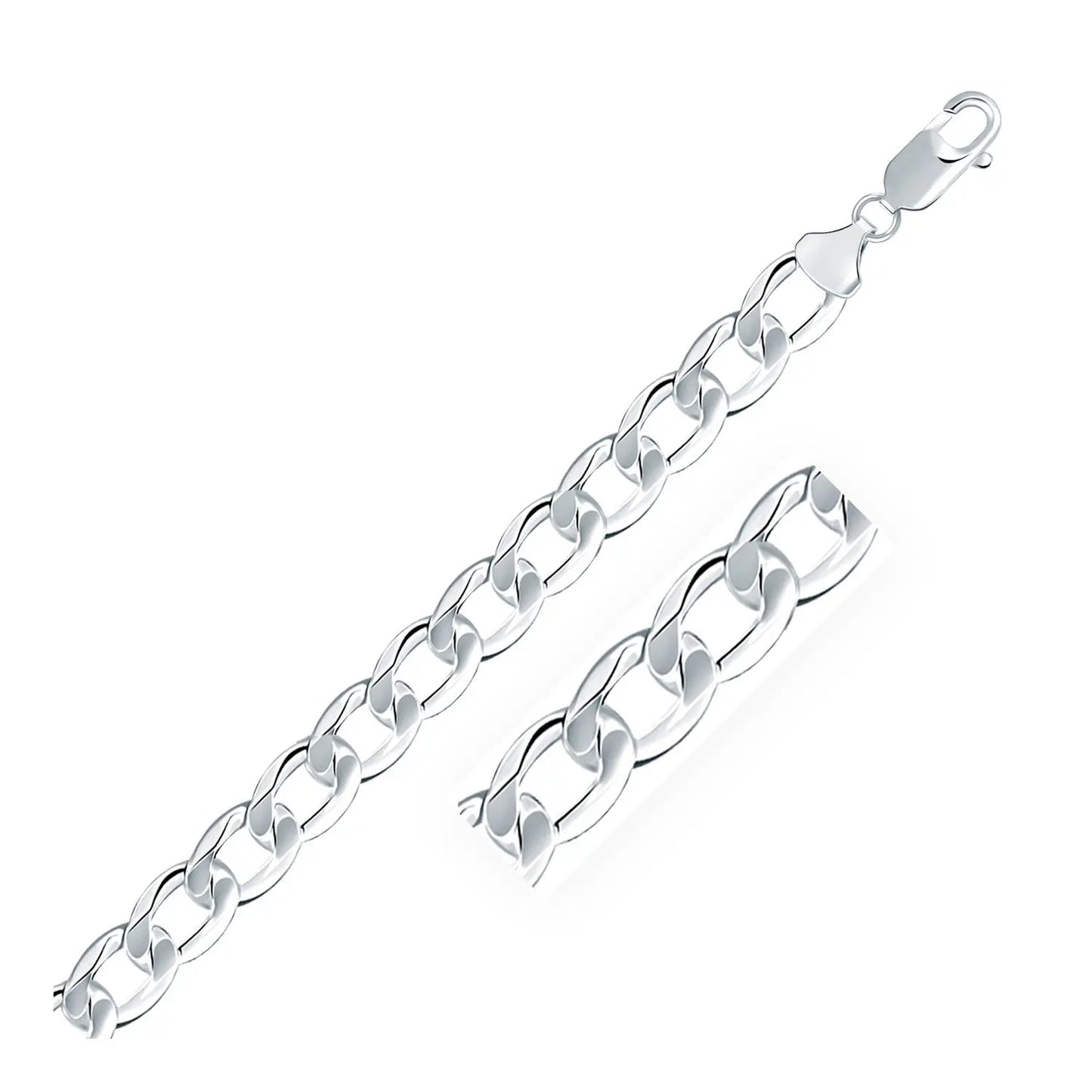 Rhodium Plated Sterling Silver Curb Style Chain (8.40 mm) RCJ Chains CELESTIA LUXE JEWELLERS