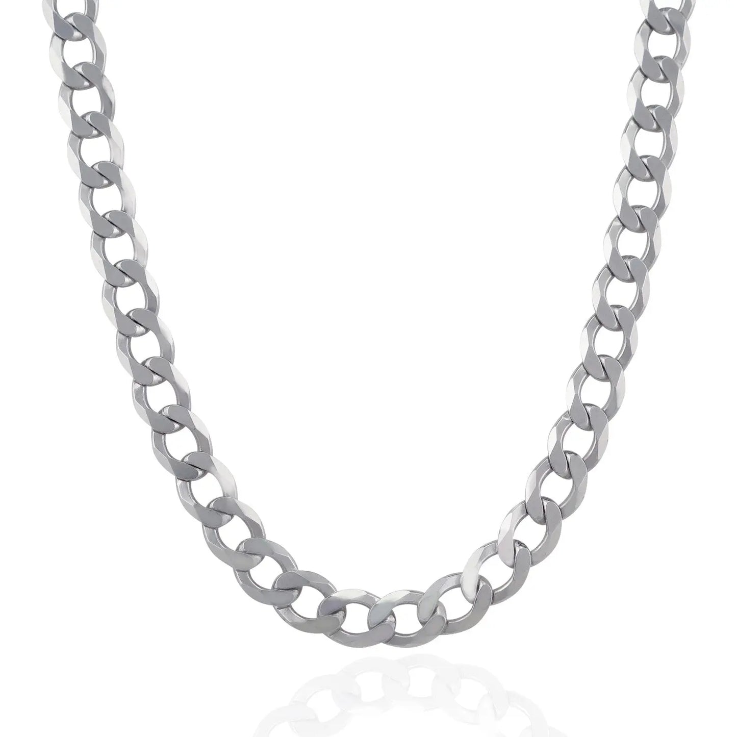 Rhodium Plated Sterling Silver Curb Style Chain (8.40 mm) RCJ Chains CELESTIA LUXE JEWELLERS