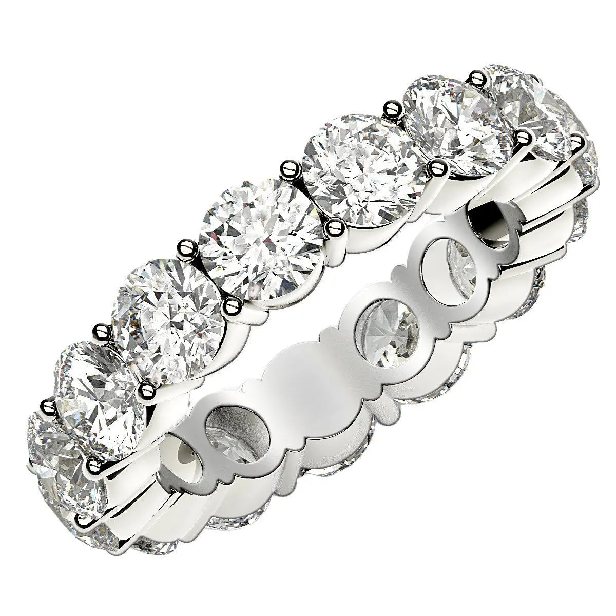Round Cut Lab Grown Diamond Eternity Ring in 14k White Gold (5 cttw FG/VS2) RCJ Rings CELESTIA LUXE JEWELLERS