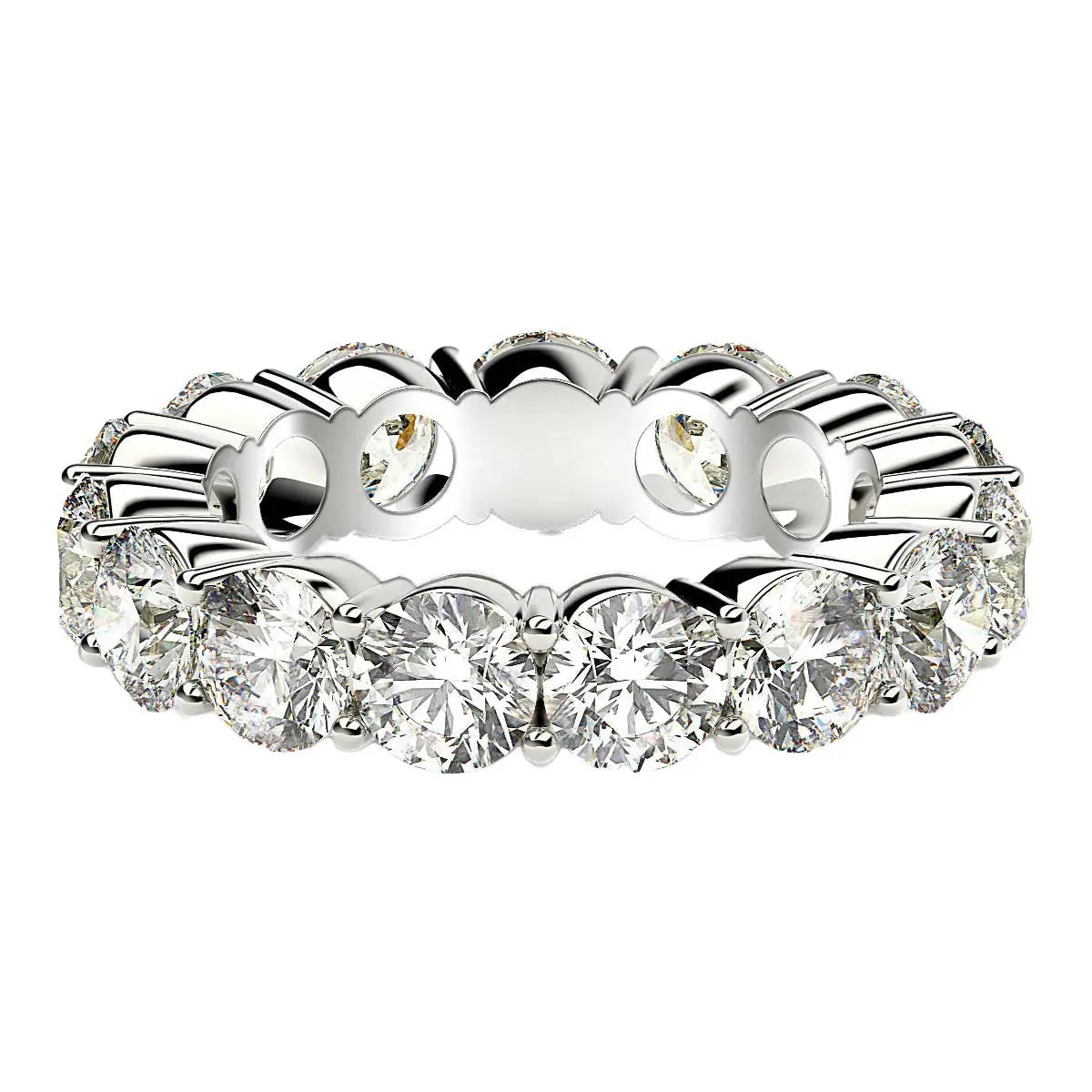 Round Cut Lab Grown Diamond Eternity Ring in 14k White Gold (5 cttw FG/VS2) RCJ Rings CELESTIA LUXE JEWELLERS