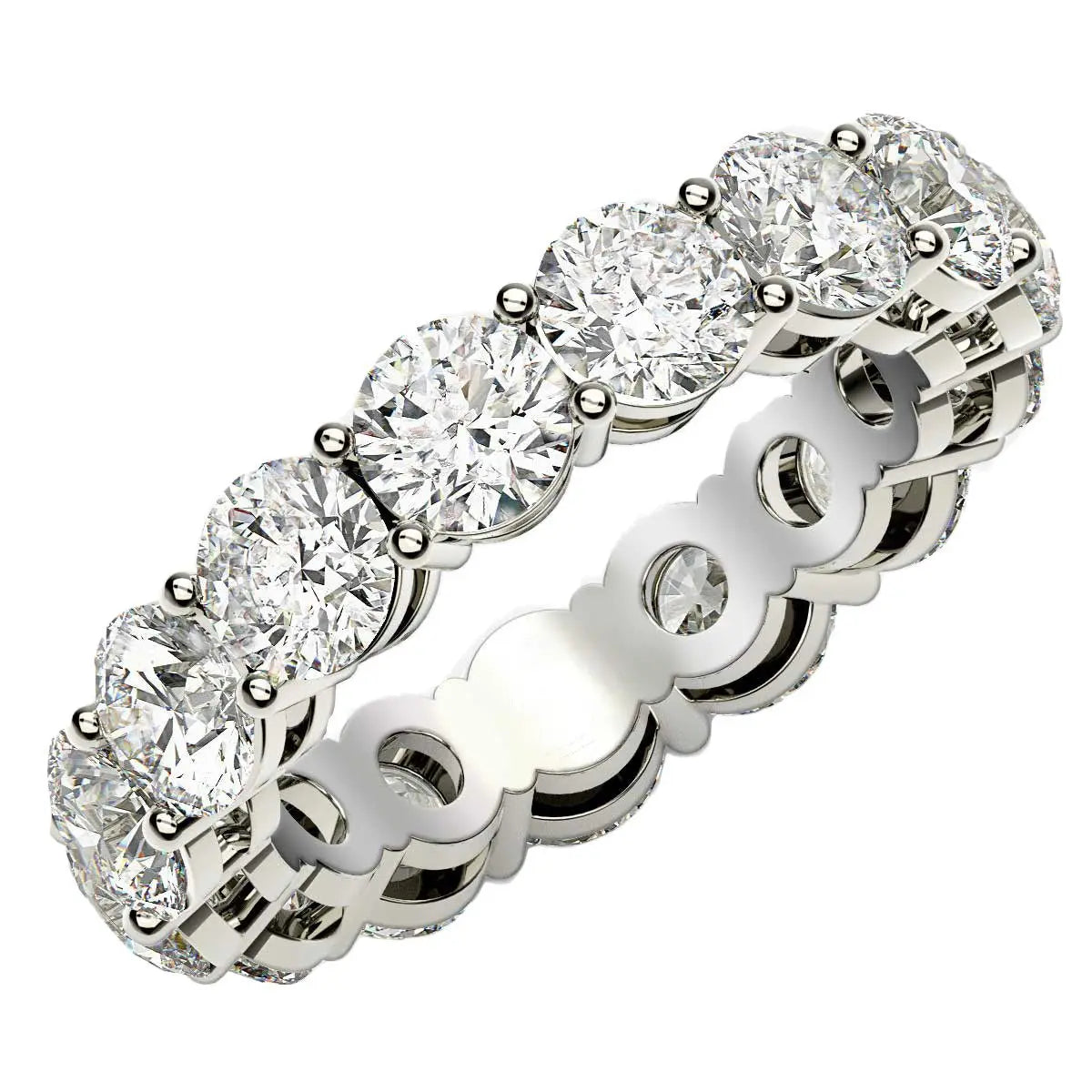 Round Cut Lab Grown Diamond Eternity Ring in 14k White Gold (5 cttw FG/VS2) RCJ Rings CELESTIA LUXE JEWELLERS